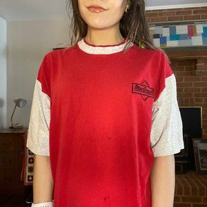 Vintage 90s Mac Gregor Contrast Color Sleeve Collar Tee USA Made Heather…